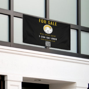 For Sale Real Estate Agent Modern Logo Door Banner