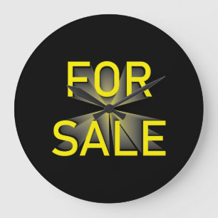 for sale sign yellow black large clock