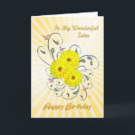 For Sister, birthday card with yellow flowers<br><div class="desc">A gorgeous birthday card with yellow daisy flowers over a vibrant swirling background.</div>