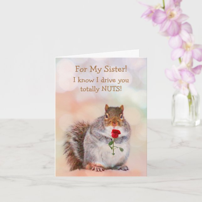 For Sister Funny Squirrel Birthday Card (Orchid)