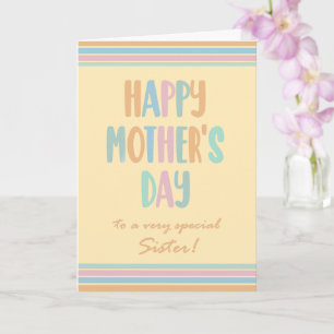 For Sister Mothers Day Stripes and Typography Card
