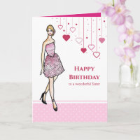 For Sister on Birthday Girl with Pink Roses Dress