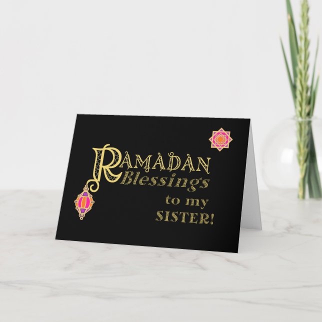 For Sister Ramadan Blessings Gold on Black Card (Front)