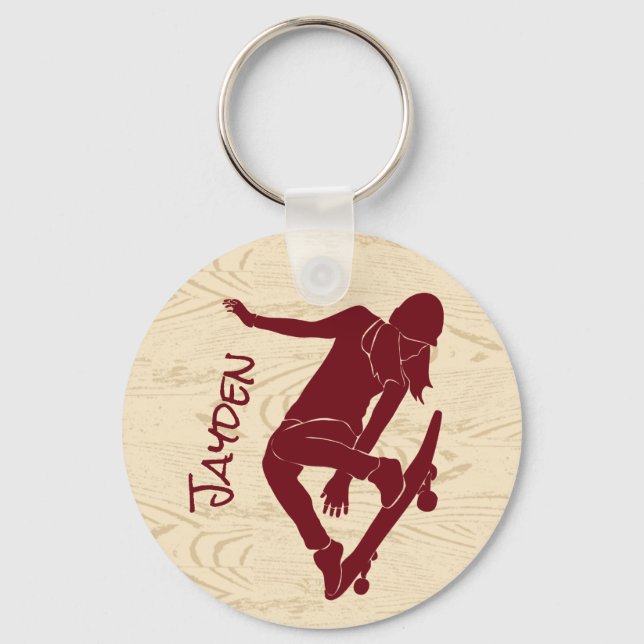 For Skateboarders Skateboarding Graphic Key Ring (Front)