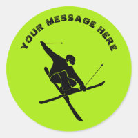 For Skiers, Ski Trick Graphic Lime Green