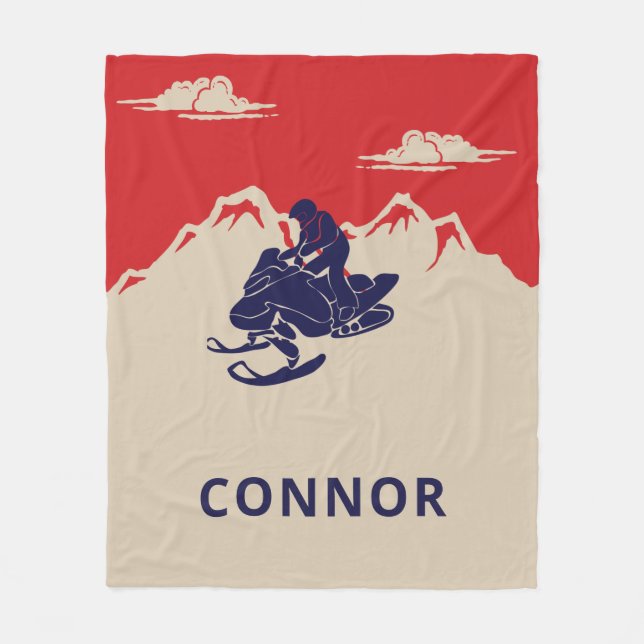 For Snowmobilers Snowmobile Graphic Personalised Fleece Blanket (Front)
