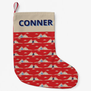 For Snowmobilers Snowmobile Pattern Personalised Small Christmas Stocking