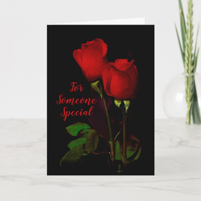 For Someone Special Elegant Red Roses Valentine's Holiday Card (Front)
