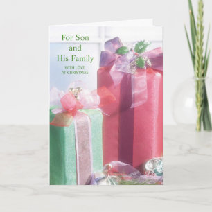 For Son and His Family With Love at Christmas Holiday Card
