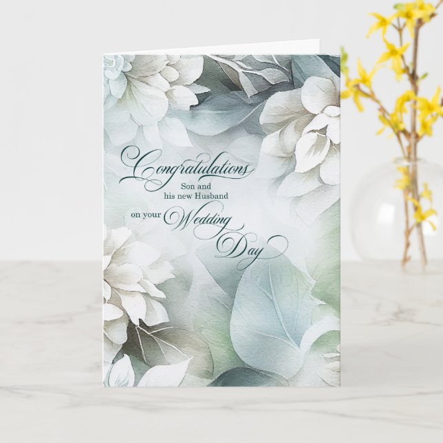 For Son and His Husband Wedding Congratulations  Card (Yellow Flower)