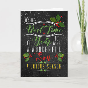 for Son Best Time of Year Christmas Chalkboard Holiday Card