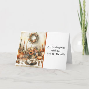 For Son & His Wife Happy Thanksgiving Greeting Card