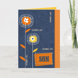For Son on Father's Day. Denim Pattern Card