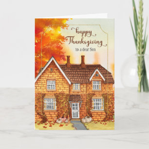 for Son Thanksgiving Autumn Home Holiday Card