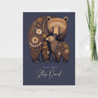 For Step Dad on Father's Day Cute Bears Folk Art