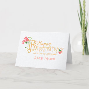 For Step Mom Birthday with Clematis Flowers Card