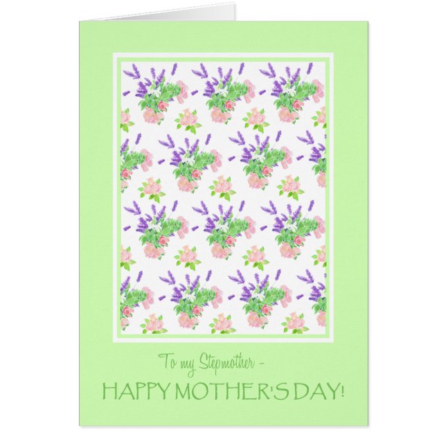 For Stepmother Pretty Floral Mother's Day Greeting (Front)