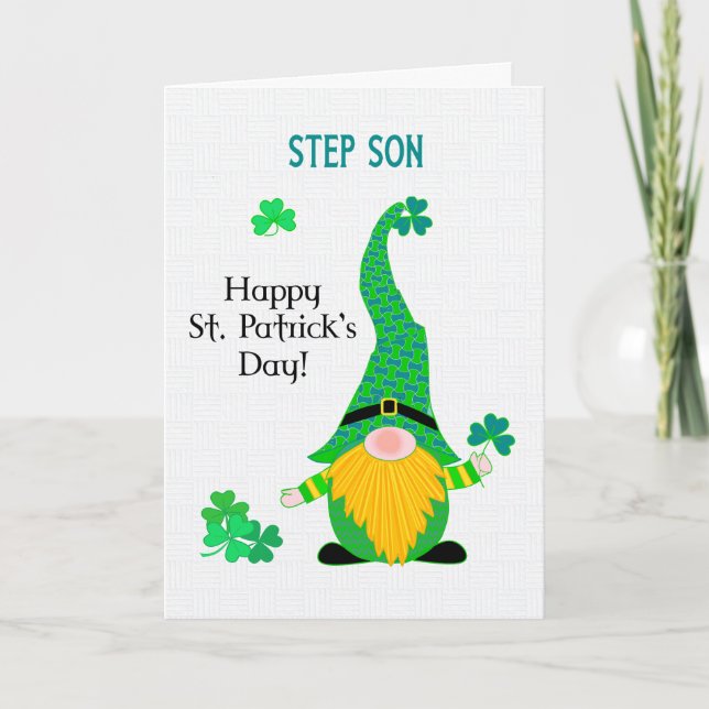 For Stepson St Patrick's Fun Leprechaun Card (Front)