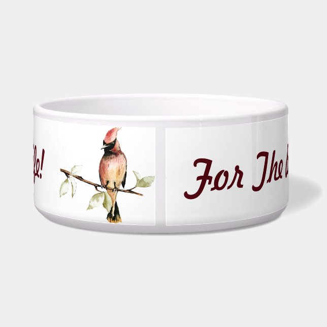 For the Best Dog...Cardinal Bird Dog Bowl (Back)