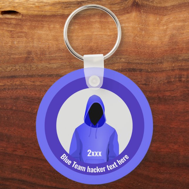 For the Blue Hacker InfoSec Team, custom text Keyc Key Ring (Front)