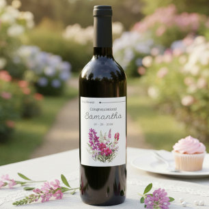 For the Bride Floral Bridal Shower Wine Label