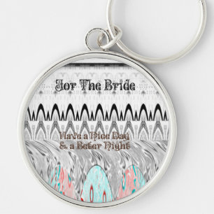 For the Bride White and Black Edgy design Key Ring