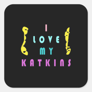 For the cat with love square sticker