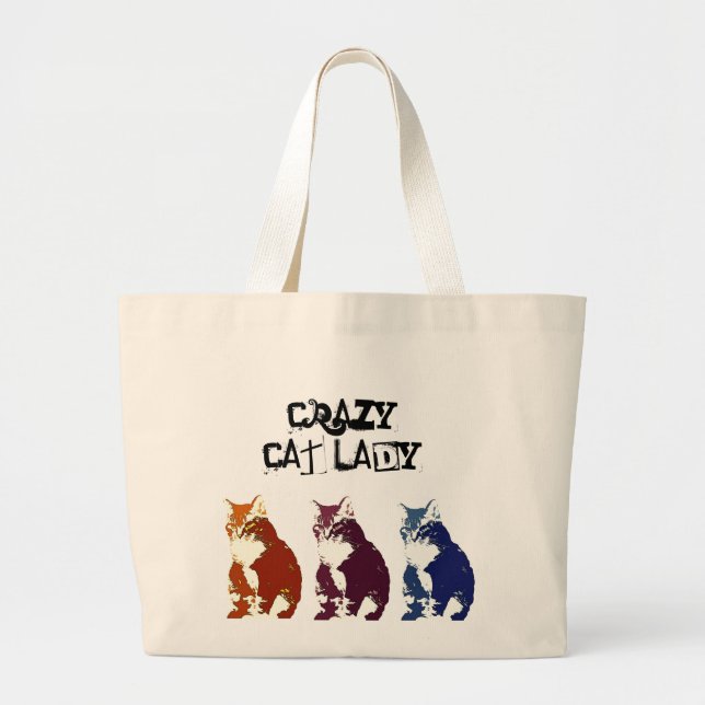 For the Crazy Cat Lady on the Go! Large Tote Bag (Front)