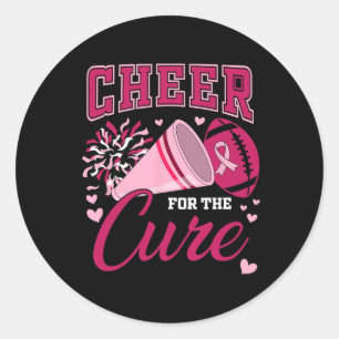 For The Cure Breast Cancer Awareness Cheerleader F Classic Round Sticker