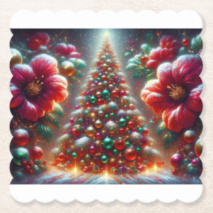 For the Holidays Six Christmas Tree Paper Coasters