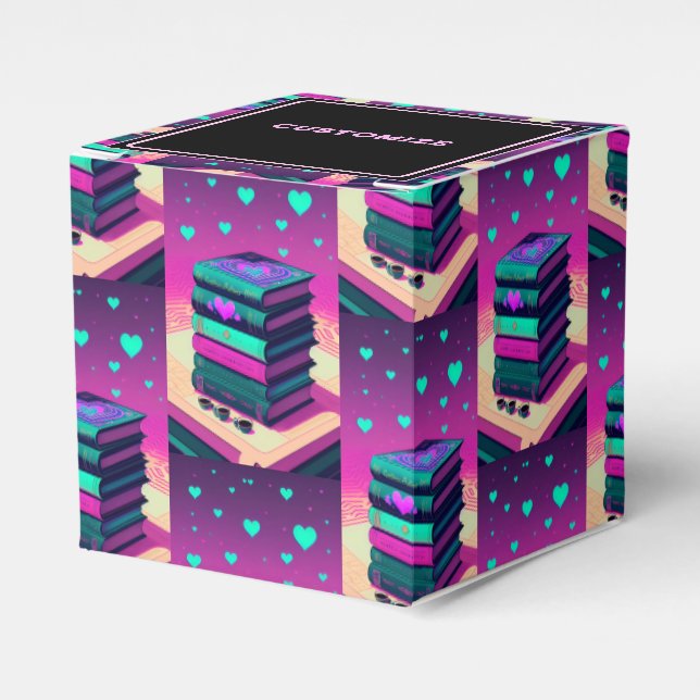 For The Love Of Books Pink Cube Favour Box (Front Side)