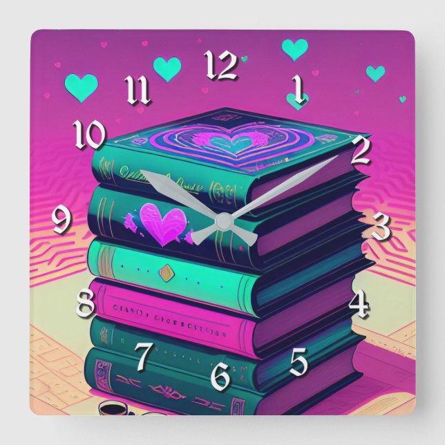 For The Love Of Books  Square Wall Clock (Front)