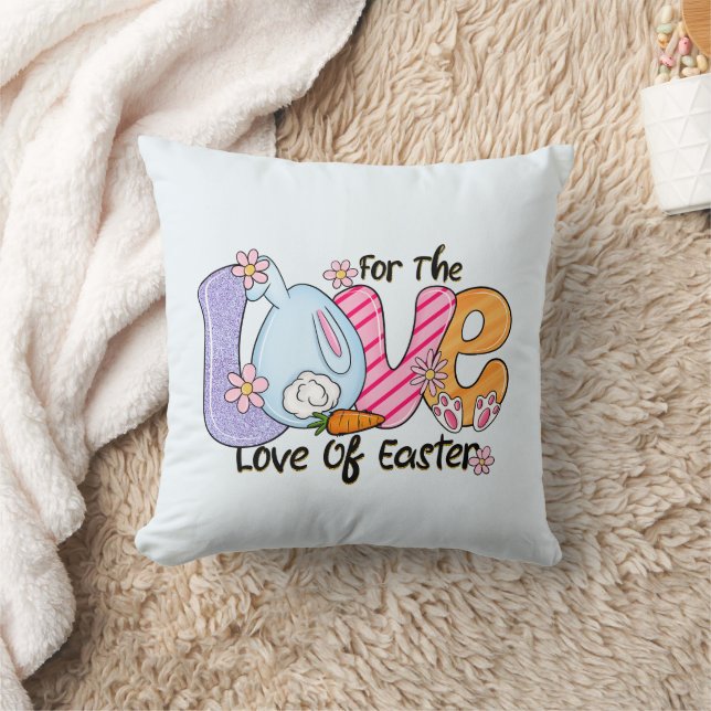 For The Love of Easter - Cute Bunny & Eggs Cushion (Blanket)
