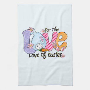 For The Love of Easter - Cute Bunny & Eggs Tea Towel
