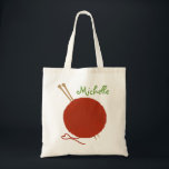 For the Love of Knitting Bag<br><div class="desc">A great gift for the knitting lover.  A ball of yarn with a heart and knitting needles makes the simple statement for the love of knitting.  Personalise with a name. A great bag to carry yarn and supplies in.  Original artwork by Night Owl's Menagerie,  2010.</div>