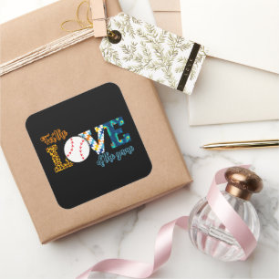 For The Love Of The Game Baseball Mum Leopard Square Sticker