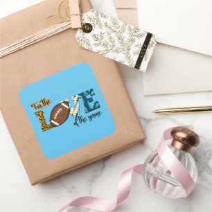 For The Love Of The Game Football Mum Leopard Square Sticker