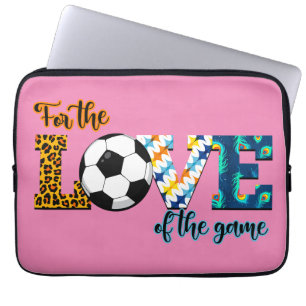 For The Love Of The Game Soccer Mum Leopard Laptop Sleeve