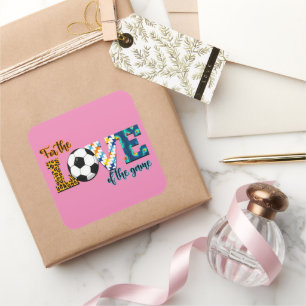 For The Love Of The Game Soccer Mum Leopard Square Sticker