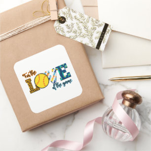 For The Love Of The Game Softball Mum Leopard Square Sticker