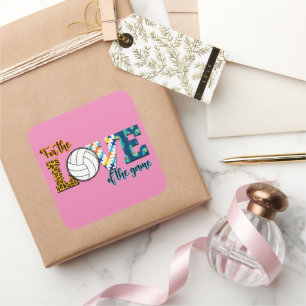 For The Love Of The Game Volleyball Mum Leopard Square Sticker