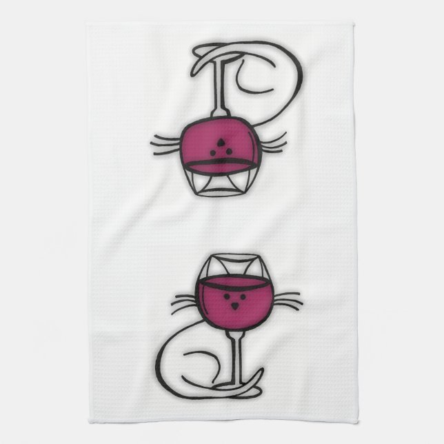 For the LOVE of Wine & Cats Dish Towel (Vertical)