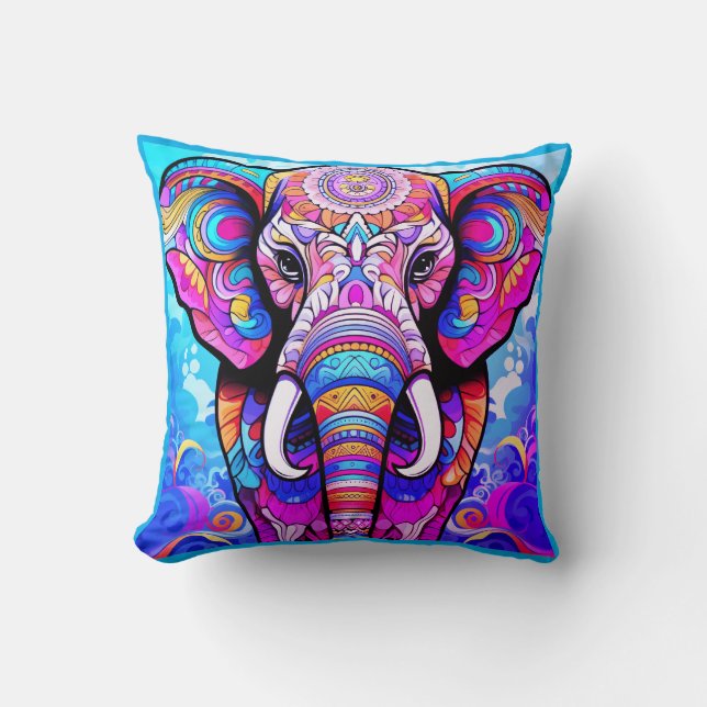 For the Nursery a Colourful Elephant on a Charming Cushion (Front)