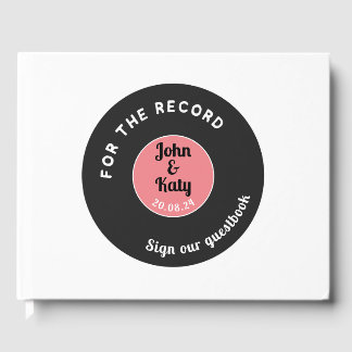 For The Record Music Theme Wedding Guestbook