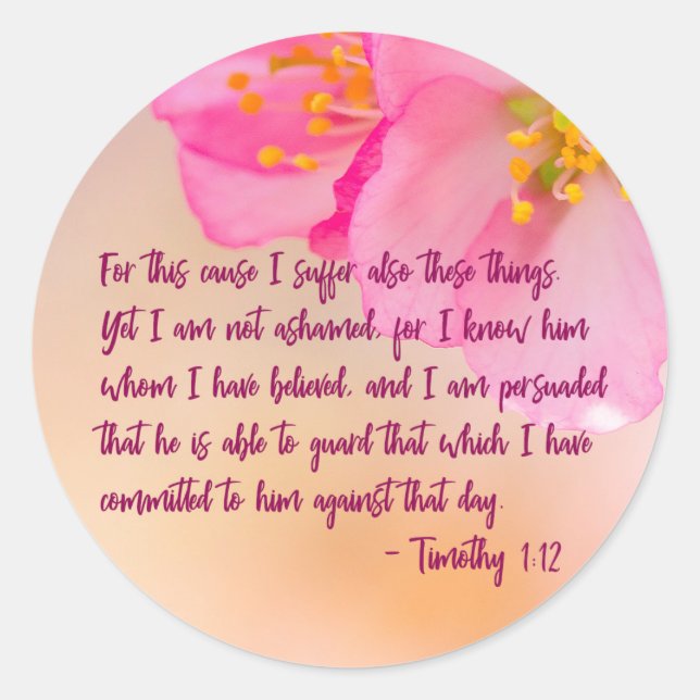 For This Cause I Suffer Christian Floral Classic Round Sticker (Front)