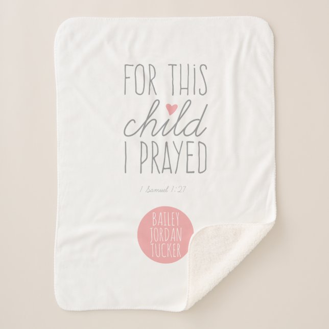 For This Child I Prayed in Pink Sherpa Blanket (Front)