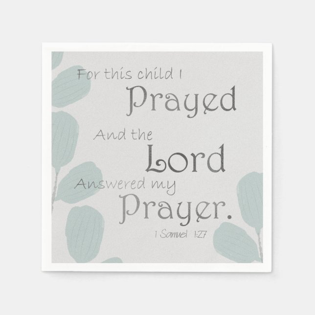 For this Child  I Prayed Napkin (Front)