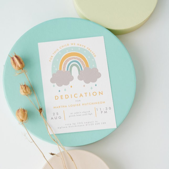 For This Child Pastel Rainbow Baby Dedication Invitation (Creator Uploaded)