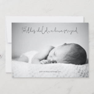 For This Child We Have Prayed Shower Thank You Card