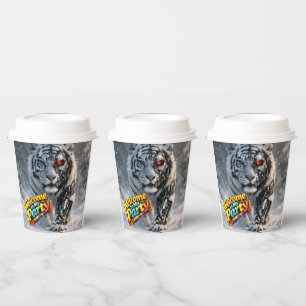 For tiger tech themed birthday party cups with lid